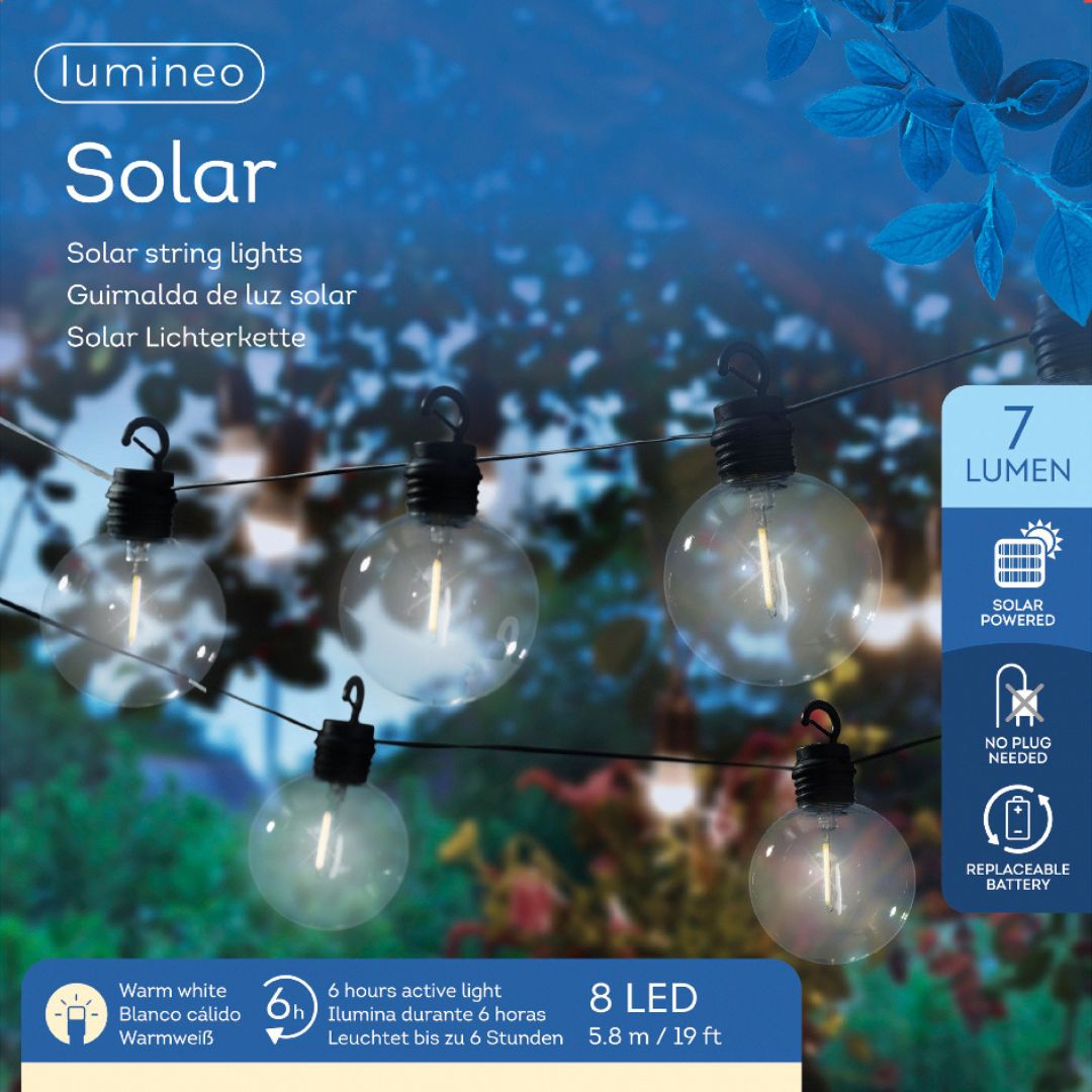 Solar Sphere String Lights – Clear – 19ft